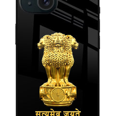 Satyamev Jayate Golden iPhone 15 Plus Glass Case