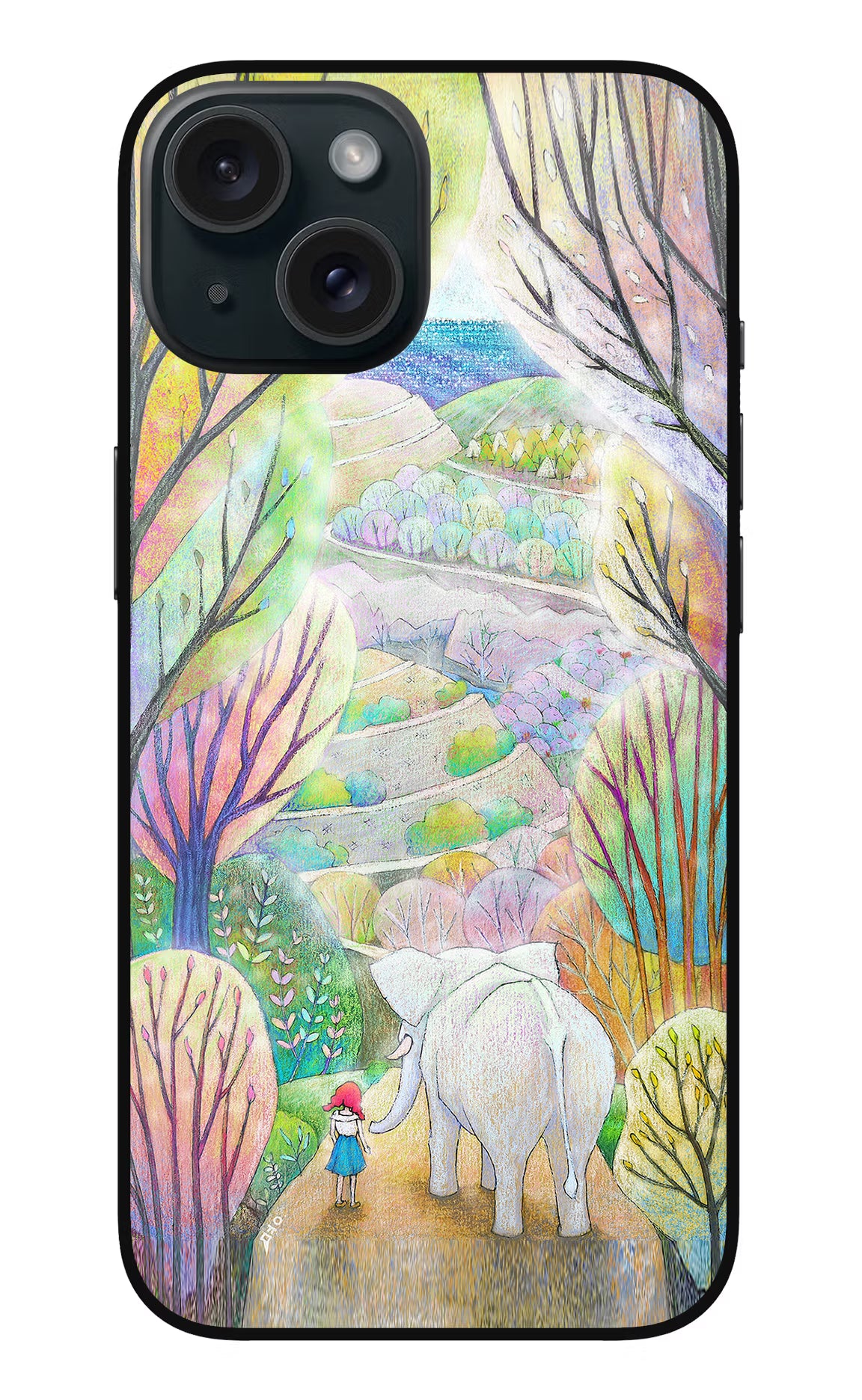 Nature Painting iPhone 15 Plus Glass Case Back Cover by Casekaro