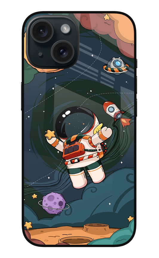 Cartoon Astronaut iPhone 15 Plus Glass Case