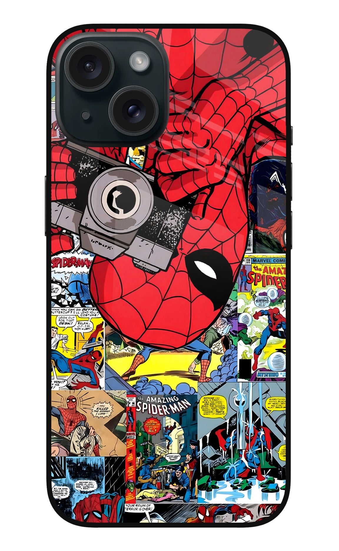 Spider Man iPhone 15 Plus Glass Case