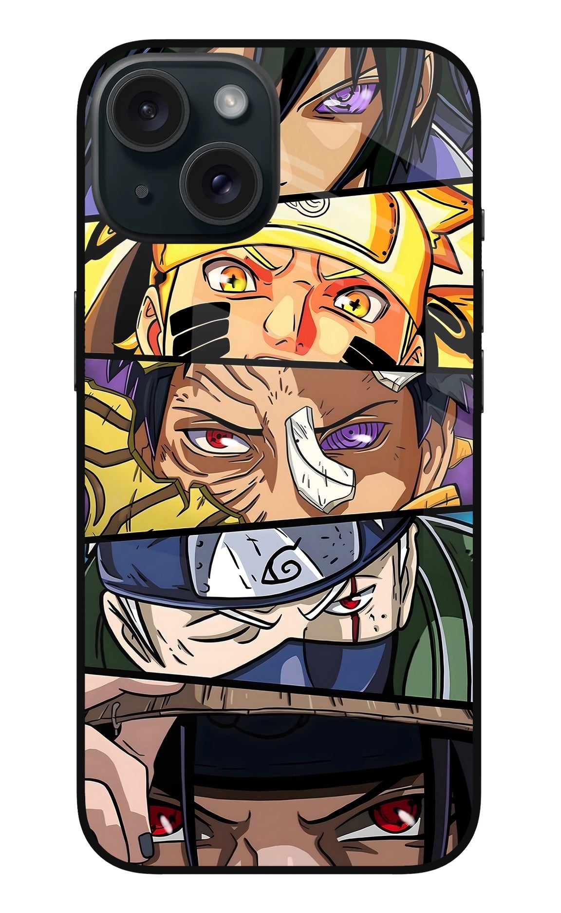 Naruto Character iPhone 15 Plus Glass Case