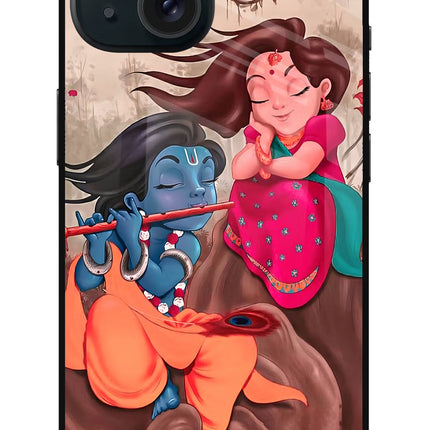 Radhe Krishna iPhone 15 Plus Glass Case