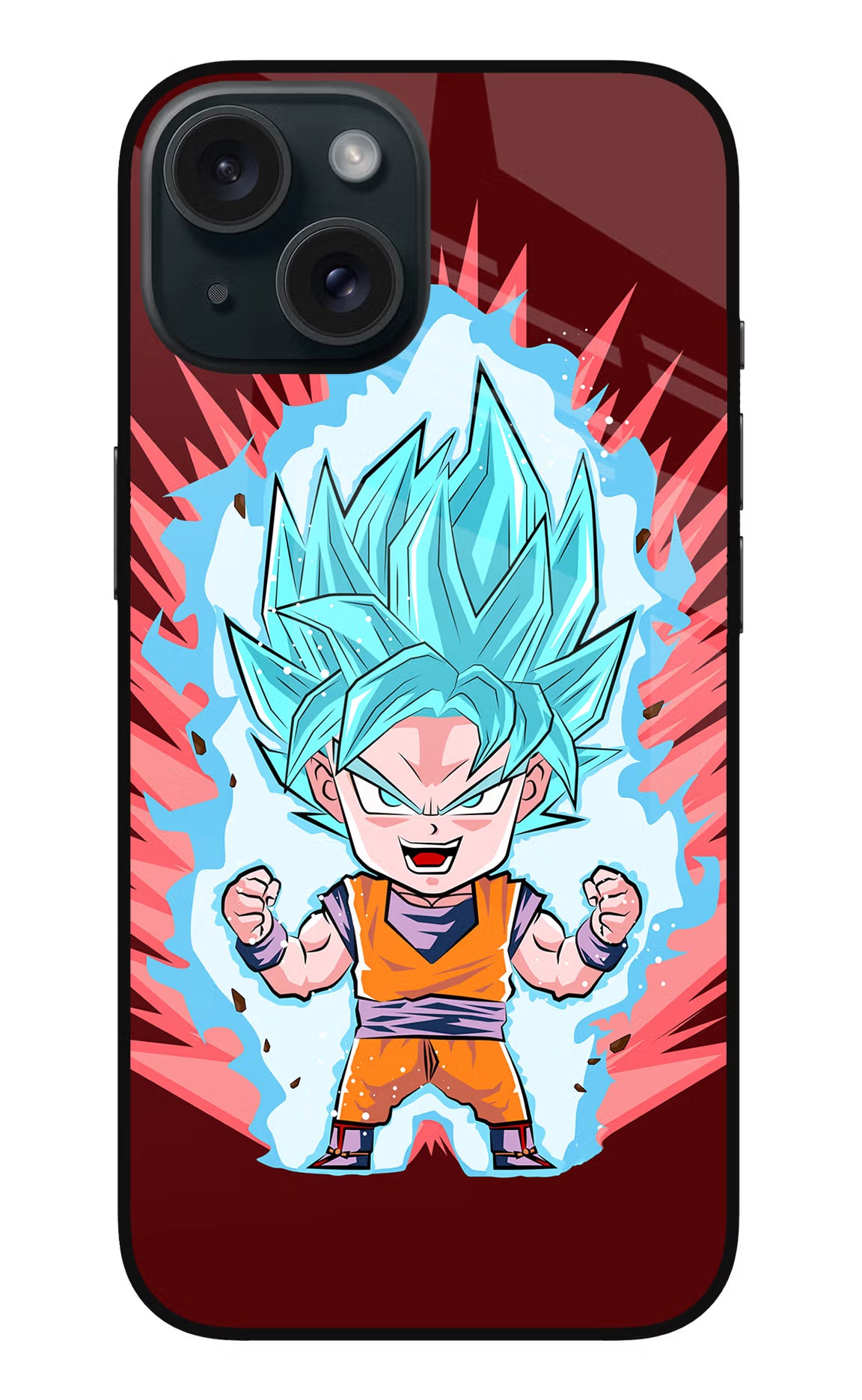 Goku Little iPhone 15 Plus Glass Case Back Cover by Casekaro