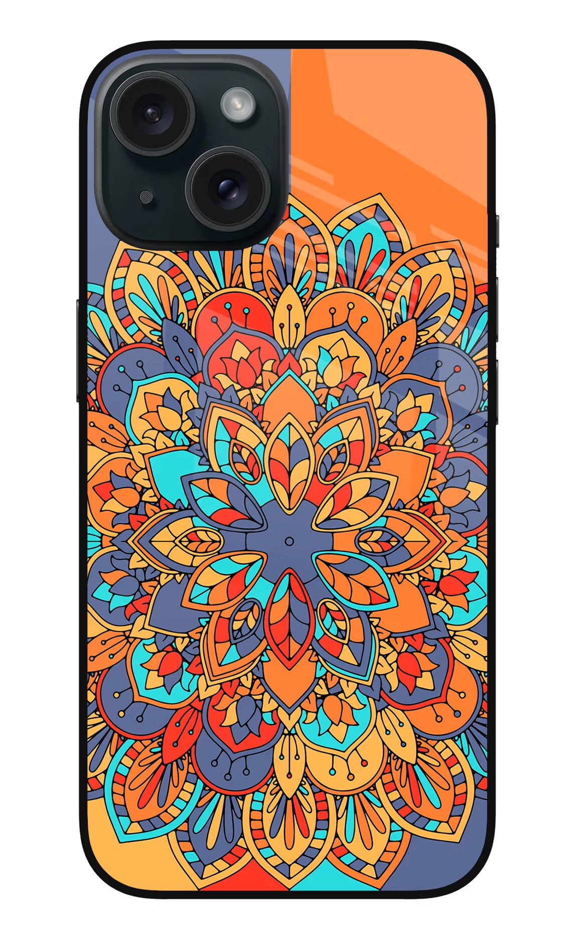 Color Mandala iPhone 15 Plus Glass Case Back Cover by Casekaro