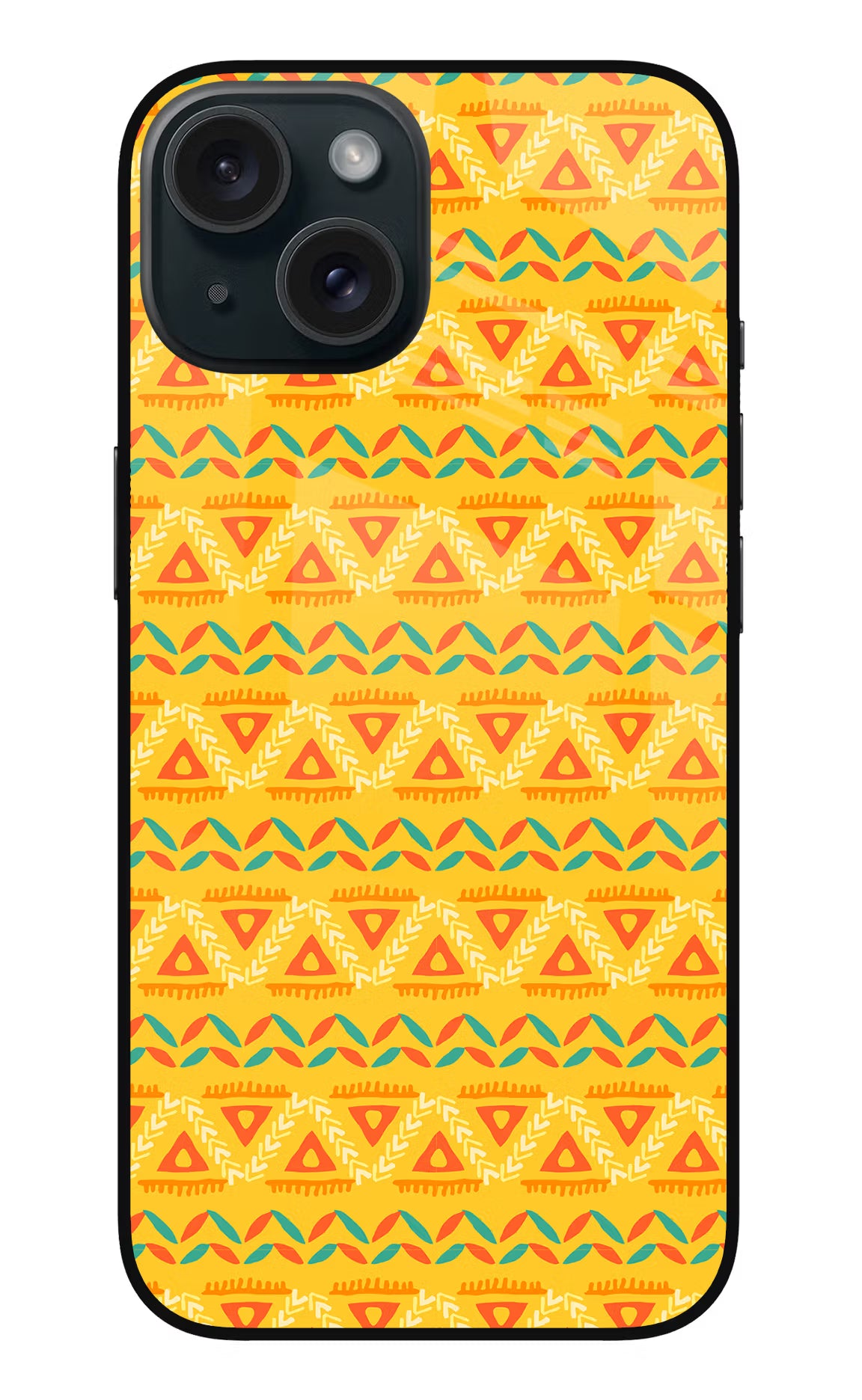 Tribal Pattern iPhone 15 Plus Glass Case Back Cover by Casekaro
