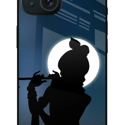 Shri Krishna Silhouette iPhone 15 Plus Glass Case