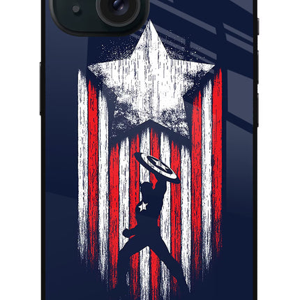 Captain America Marvel Art iPhone 15 Plus Glass Case Back Cover by Casekaro