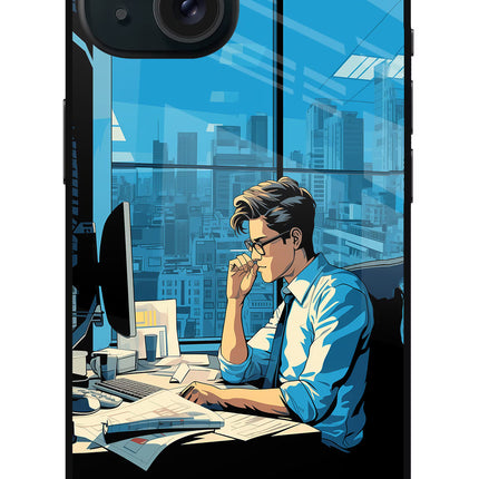 Focused Hustler (AI Generated) iPhone 15 Plus Glass Case