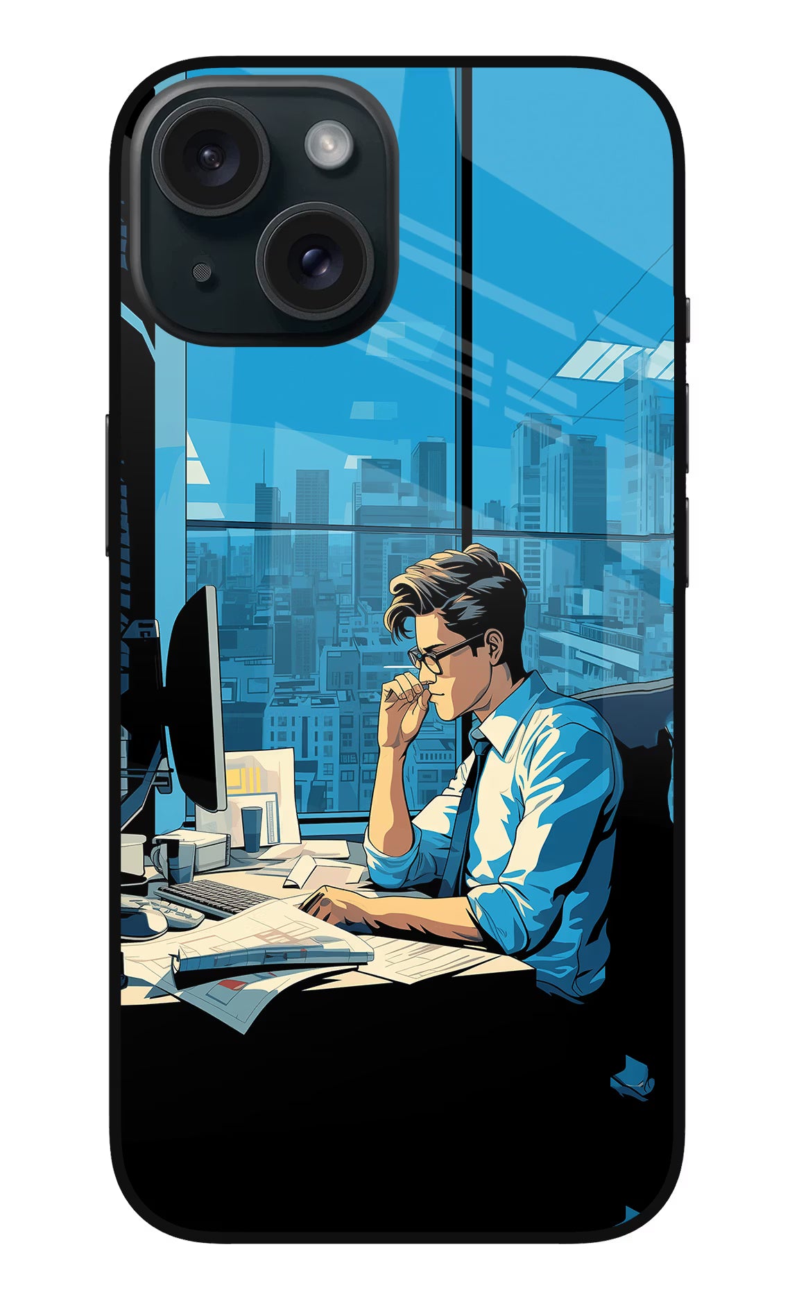 Focused Hustler (AI Generated) iPhone 15 Plus Glass Case Back Cover by Casekaro