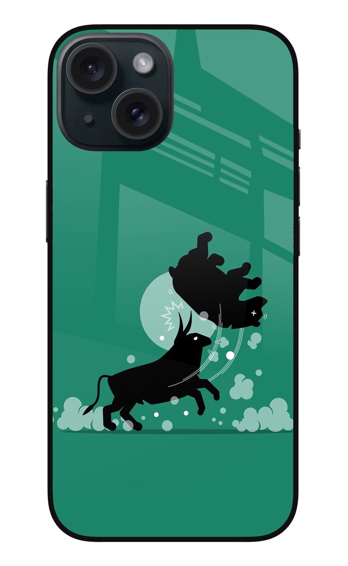 Bull Conqueror iPhone 15 Plus Glass Case Back Cover by Casekaro
