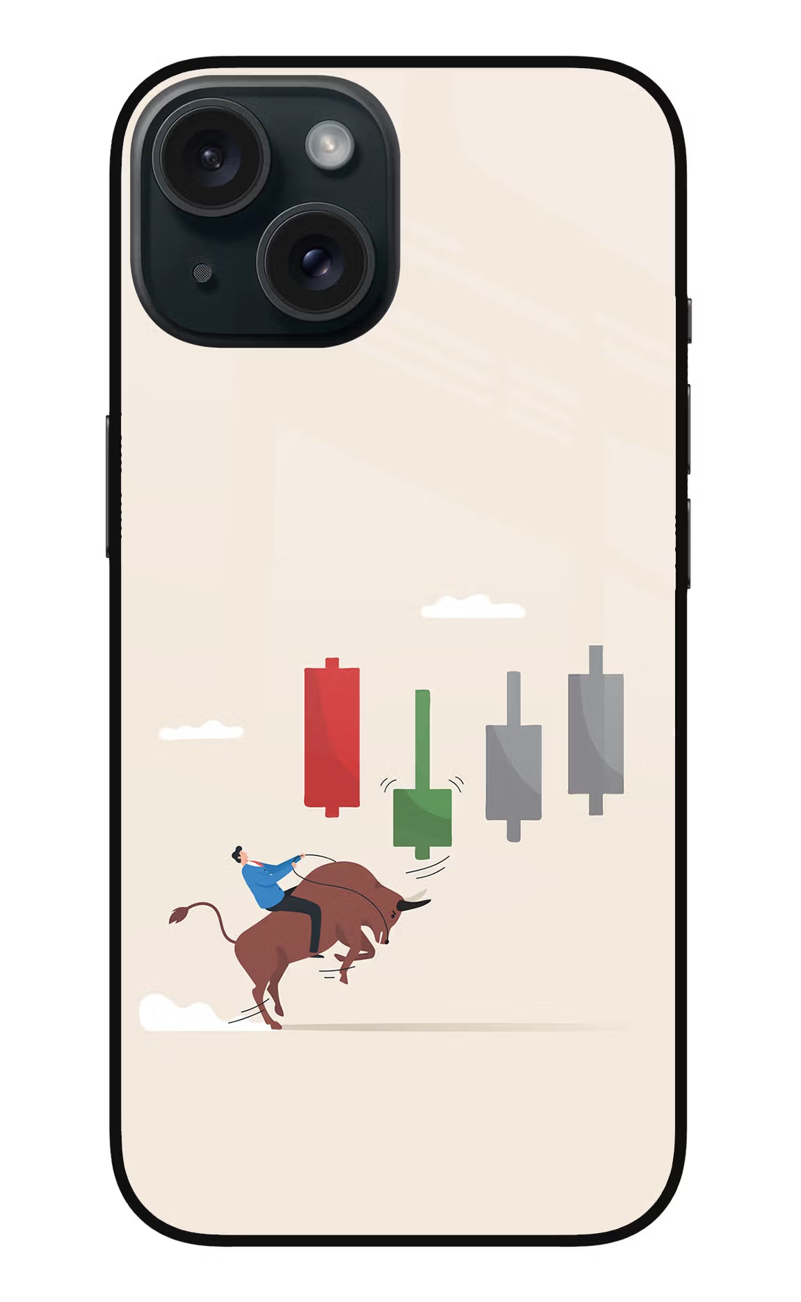 Bull Trading Momentum iPhone 15 Plus Glass Case Back Cover by Casekaro