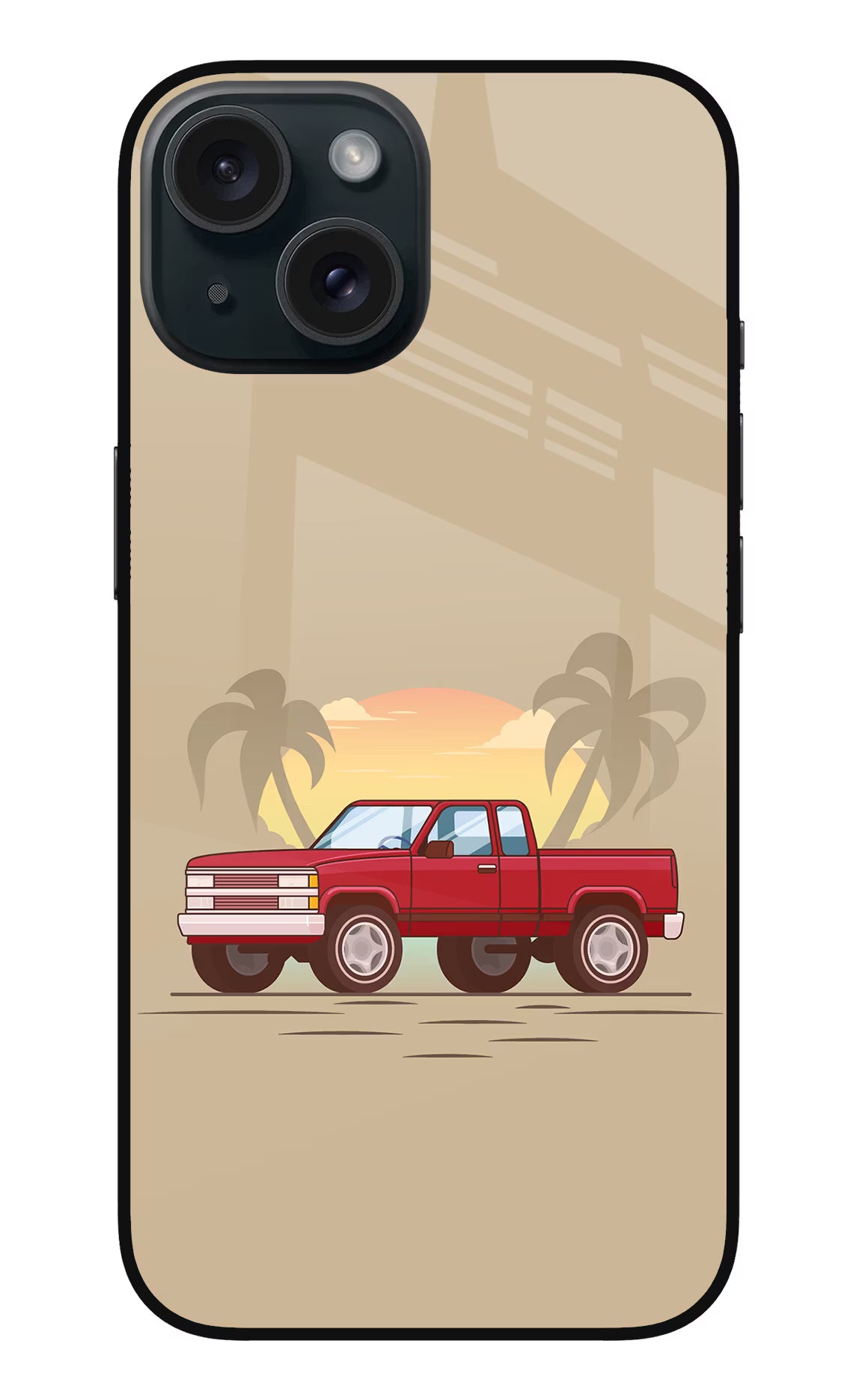 Desert Classic Drive iPhone 15 Plus Glass Case
