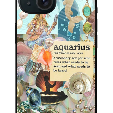 Aquarius Zodiac iPhone 15 Plus Glass Case Back Cover by Casekaro