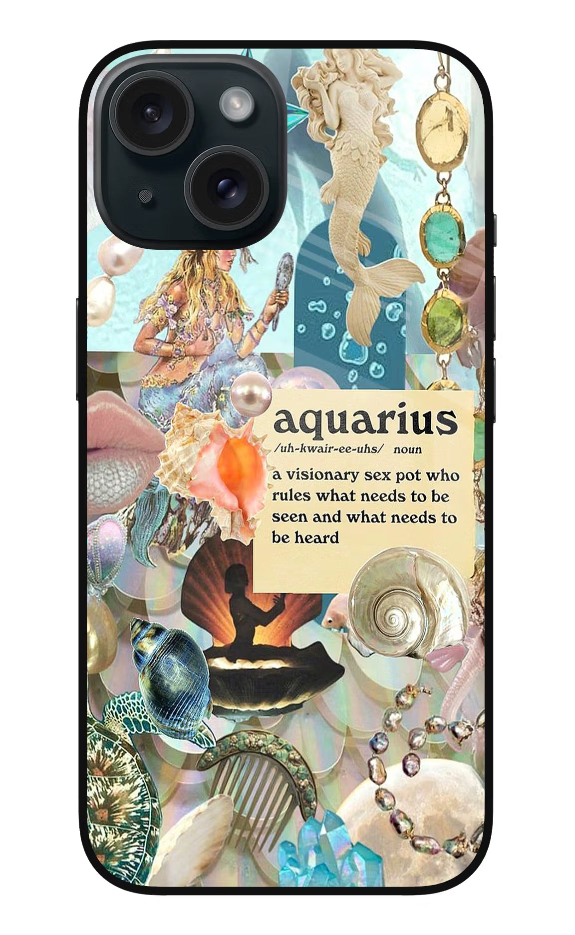 Aquarius Zodiac iPhone 15 Plus Glass Case Back Cover by Casekaro