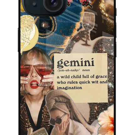 Gemini Zodiac iPhone 15 Plus Glass Case Back Cover by Casekaro