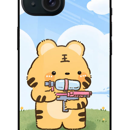 Tiger Treat iPhone 15 Plus Glass Case Back Cover by Casekaro