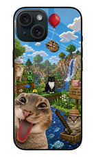 Minecraft Cat Chaos iPhone 15 Plus Glass Case