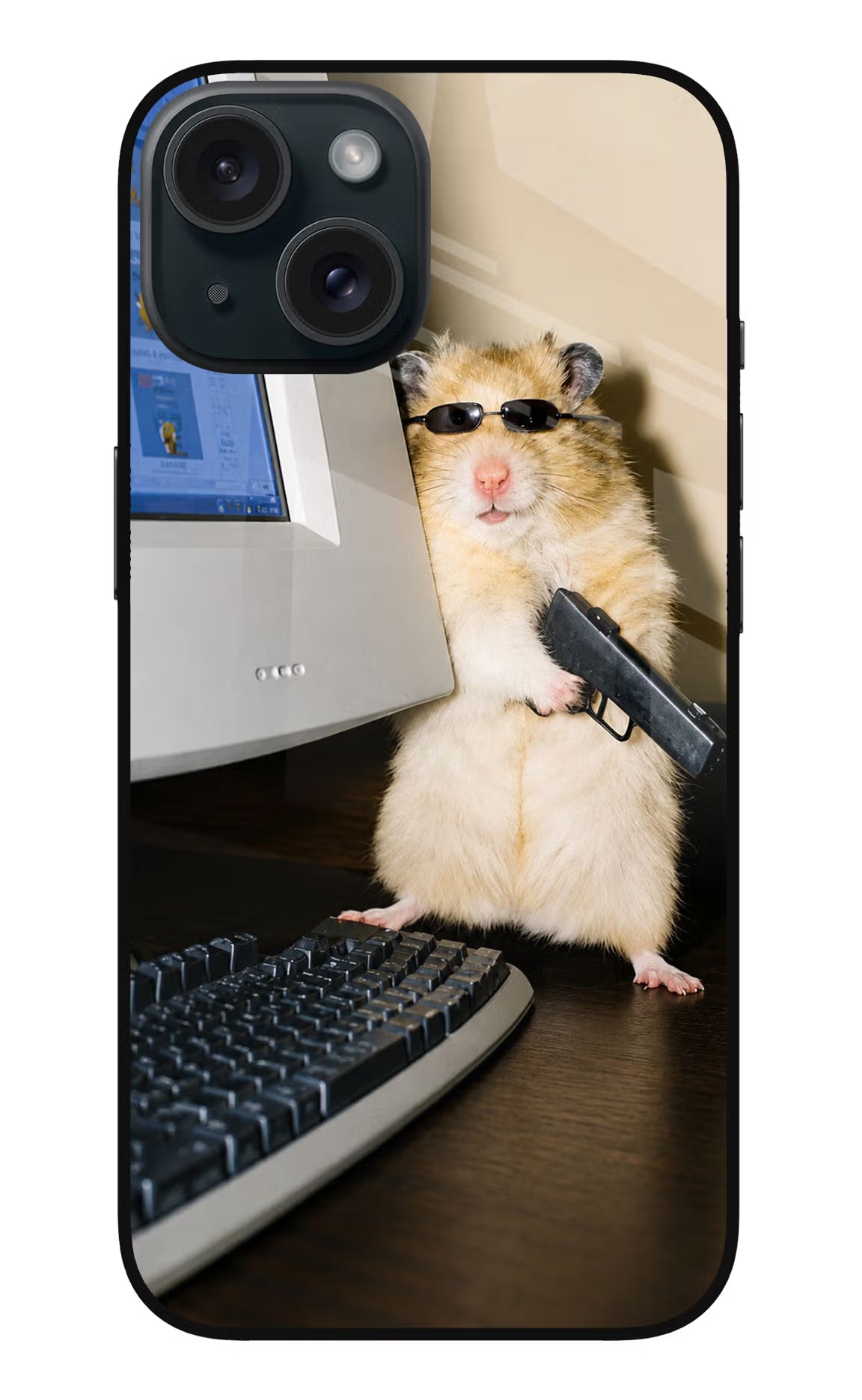 Hacker Hamster iPhone 15 Plus Glass Case