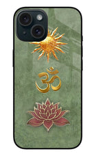 Om & Lotus iPhone 15 Plus Glass Case