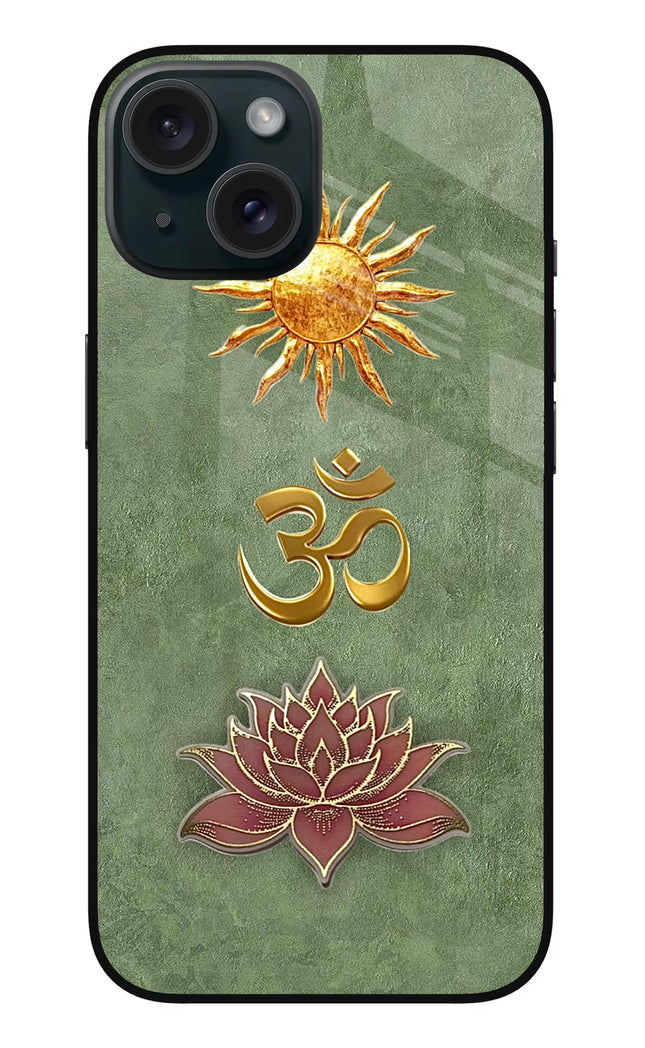 Om & Lotus iPhone 15 Plus Glass Case