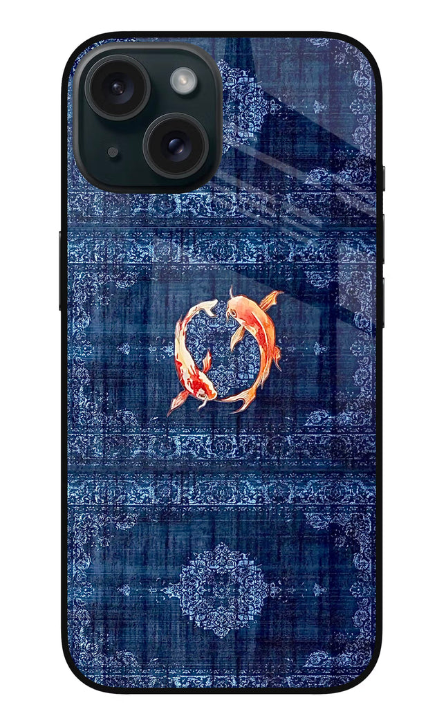 Koi Blue iPhone 15 Plus Glass Case