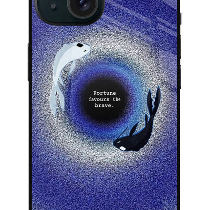 Dark Koi iPhone 15 Plus Glass Case Back Cover by Casekaro