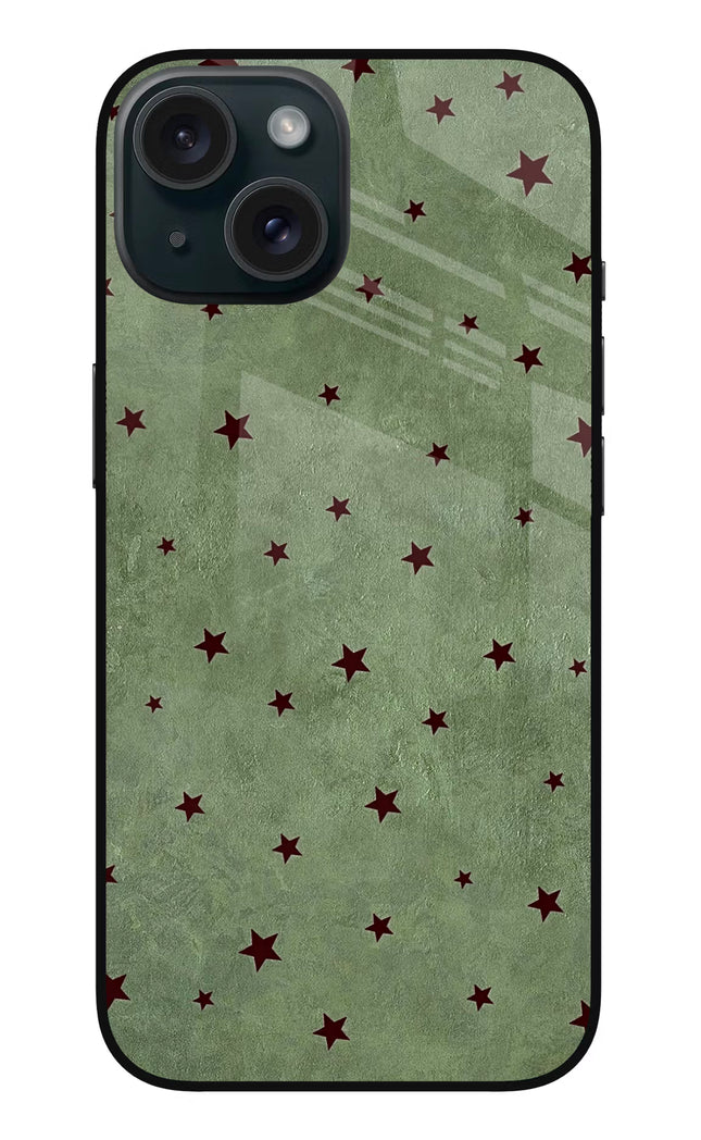 Green Stars iPhone 15 Plus Glass Case
