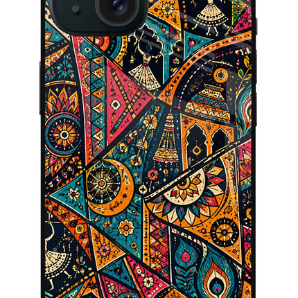 Folk Print iPhone 15 Plus Glass Case