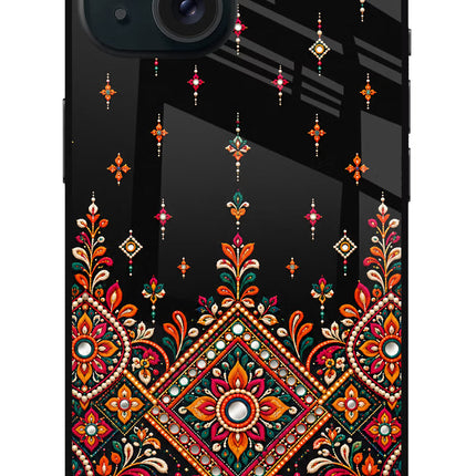 Noir Mehfil iPhone 15 Plus Glass Case