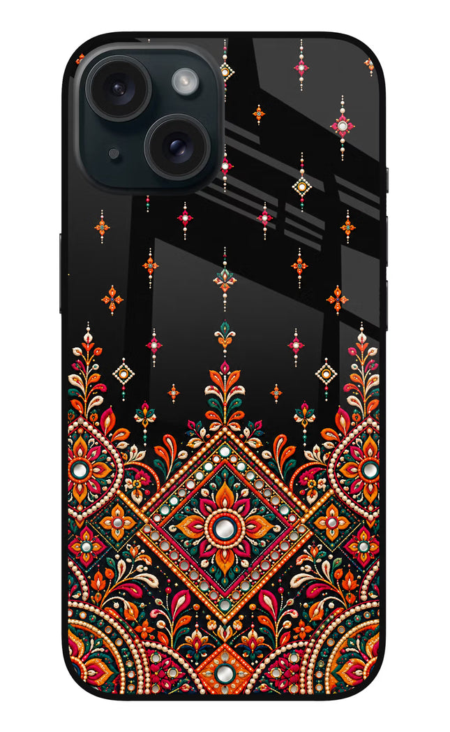 Noir Mehfil iPhone 15 Plus Glass Case