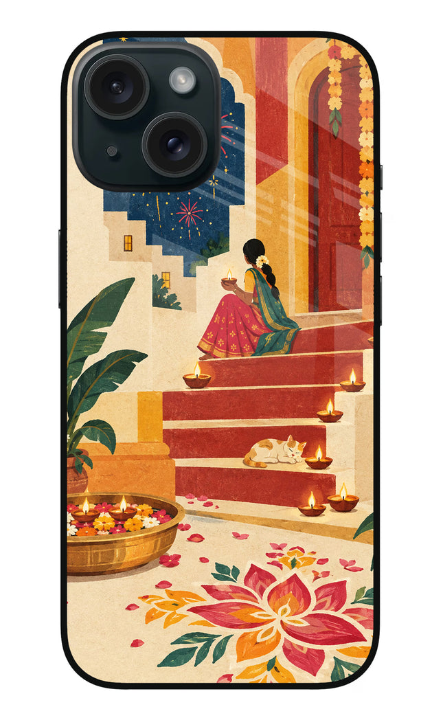 Diwali Rangoli iPhone 15 Plus Glass Case