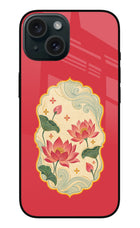 Pink Lotus iPhone 15 Plus Glass Case Back Cover by Casekaro