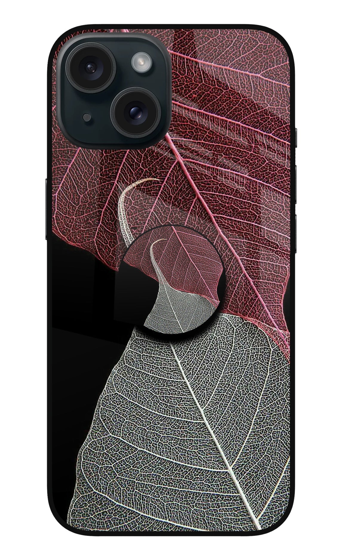 Leaf Pattern iPhone 15 Plus Glass Case