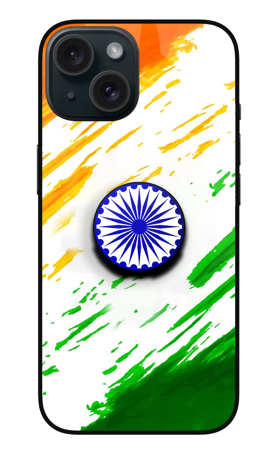 Indian Flag Ashoka Chakra iPhone 15 Plus Pop Case, Metal case