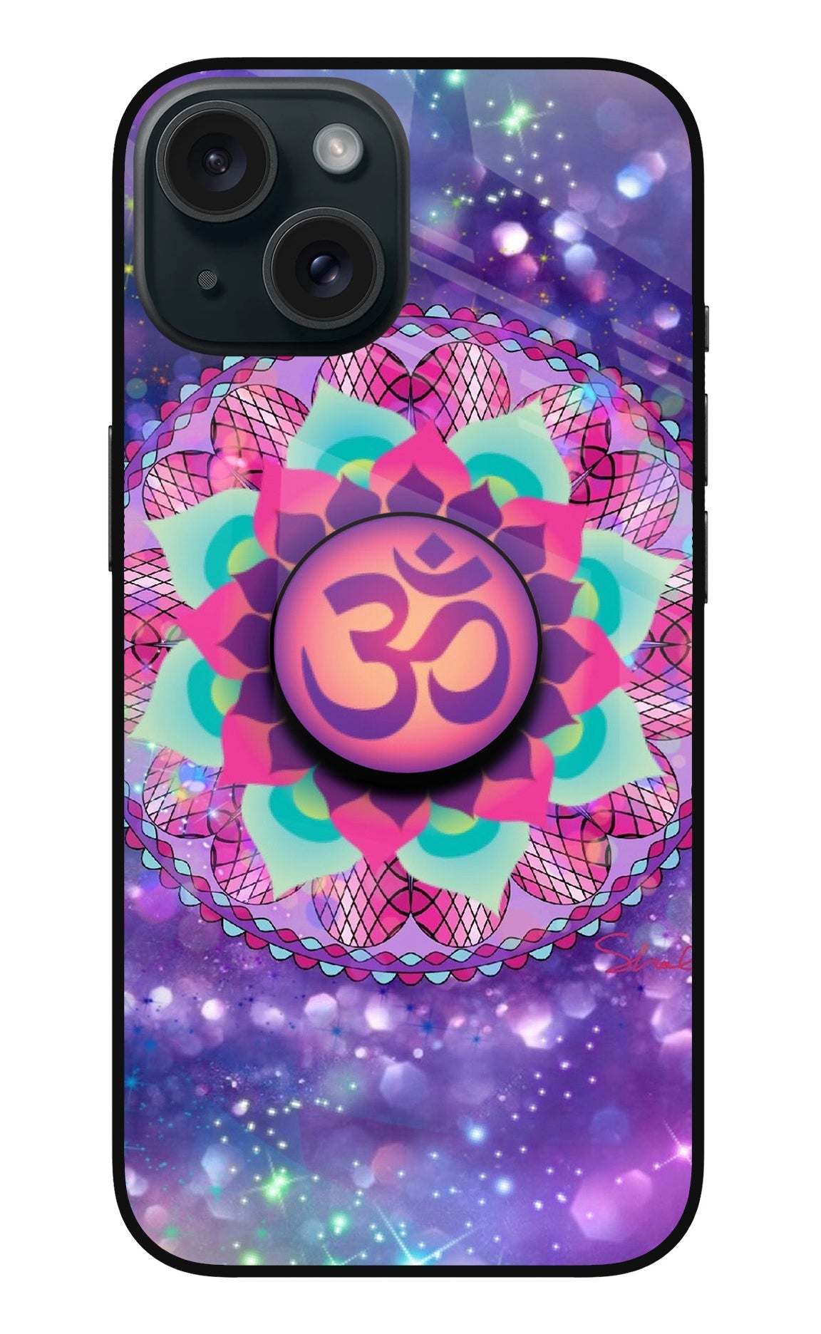 Om Purple iPhone 15 Plus Pop Case