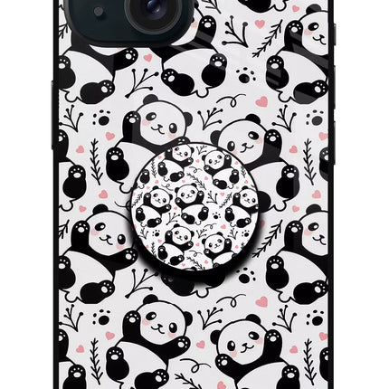 Cute Panda iPhone 15 Plus Glass Case