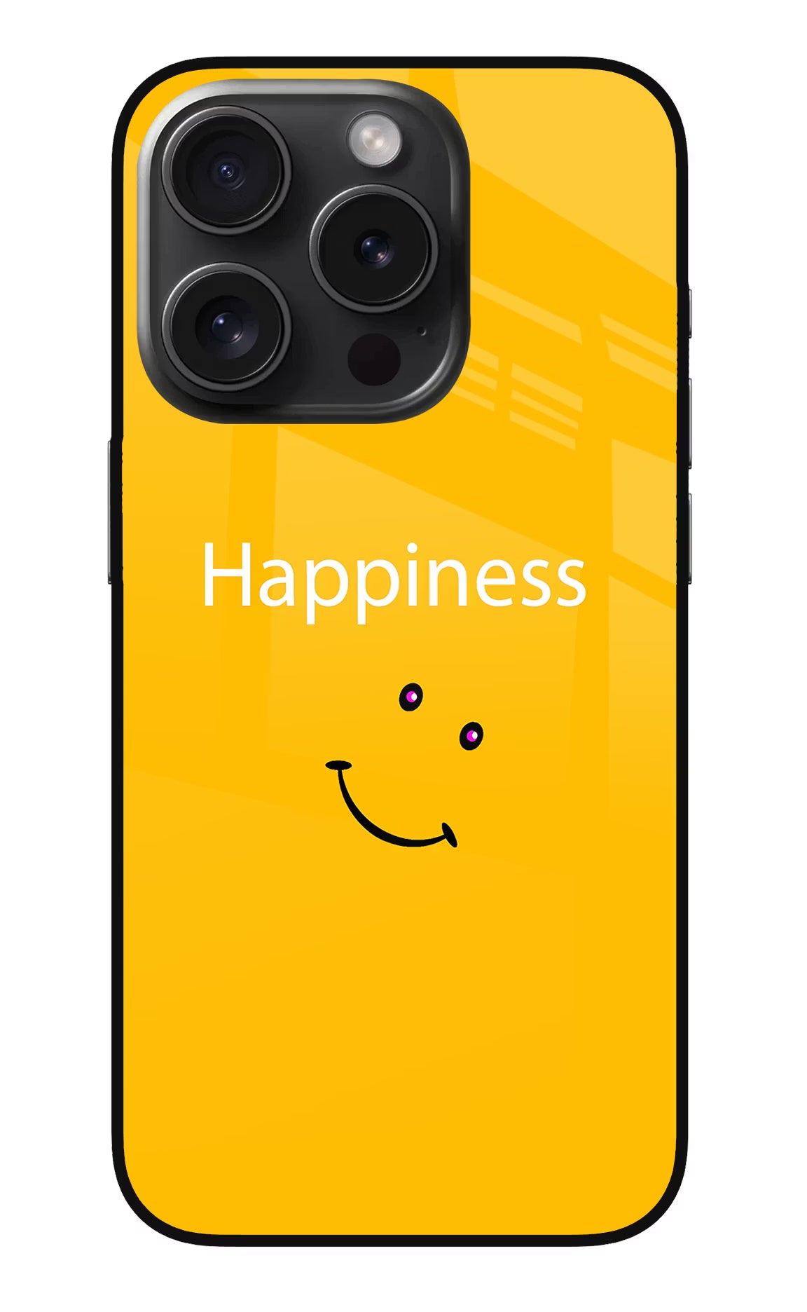 Happiness With Smiley iPhone 15 Pro Glass Case Back Cover by Casekaro