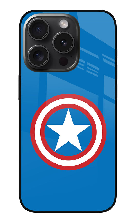 Captain America Logo iPhone 15 Pro Glass Case