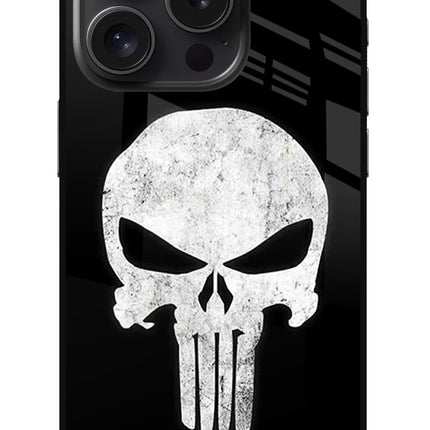 Punisher Skull iPhone 15 Pro Glass Case Back Cover by Casekaro