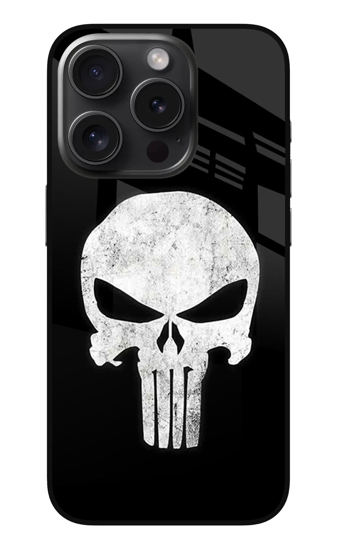 Punisher Skull iPhone 15 Pro Glass Case Back Cover by Casekaro
