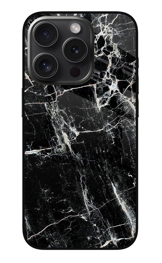 Black Marble Texture iPhone 15 Pro Glass Case