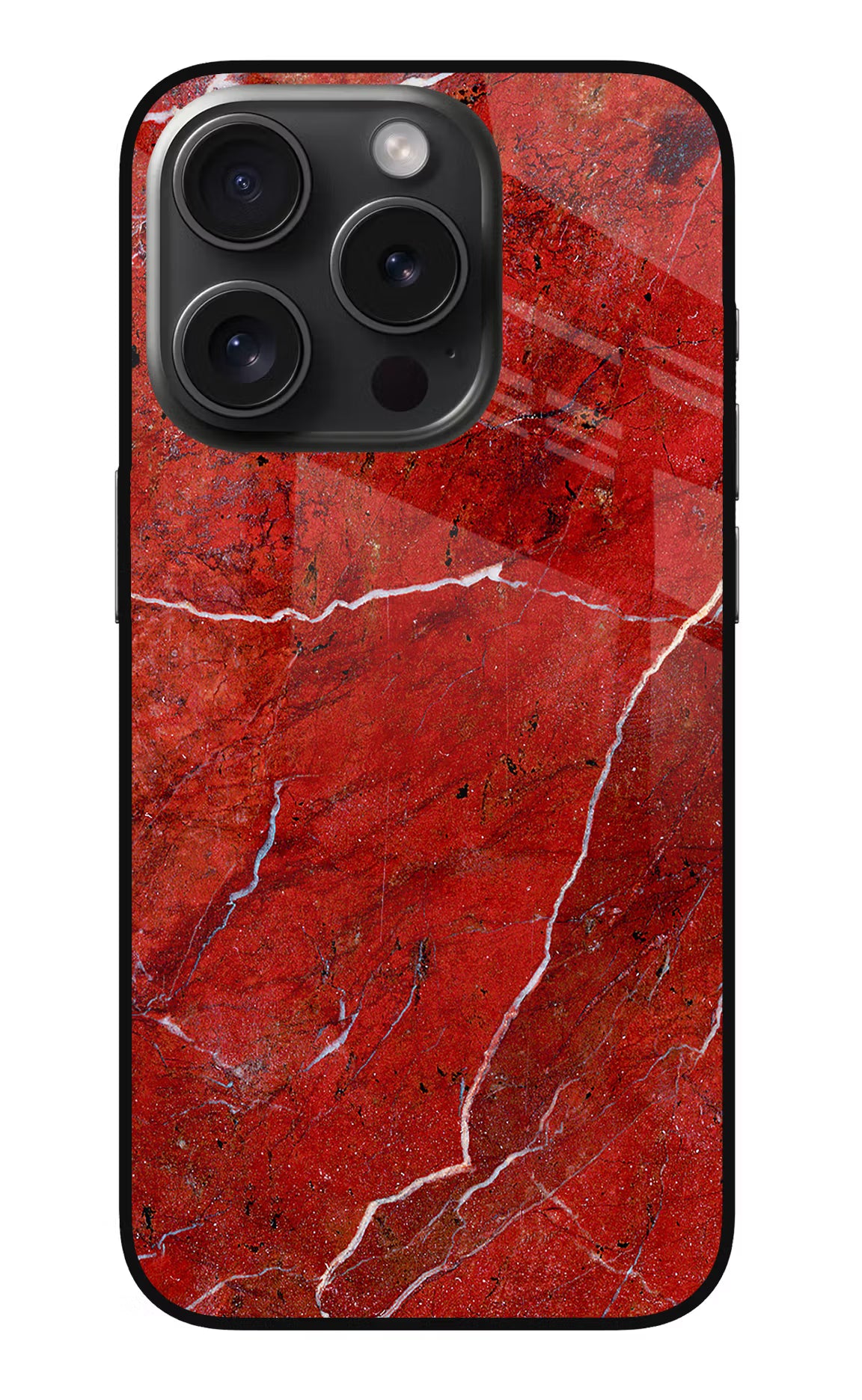 Red Marble Design iPhone 15 Pro Glass Case Back Cover by Casekaro