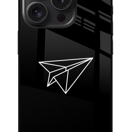 Paper Plane White iPhone 15 Pro Glass Case Back Cover by Casekaro