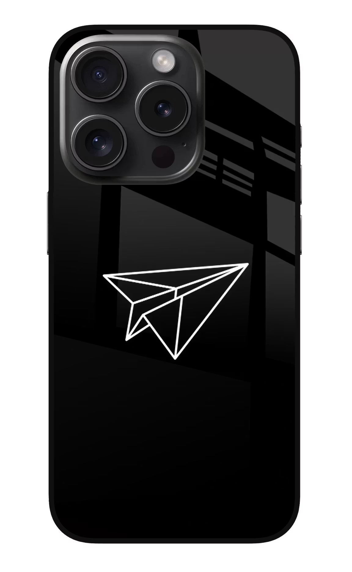 Paper Plane White iPhone 15 Pro Glass Case Back Cover by Casekaro