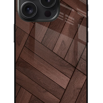 Wooden Texture Design iPhone 15 Pro Glass Case