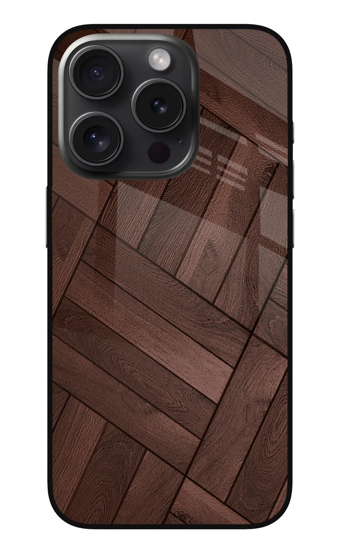 Wooden Texture Design iPhone 15 Pro Glass Case Back Cover by Casekaro