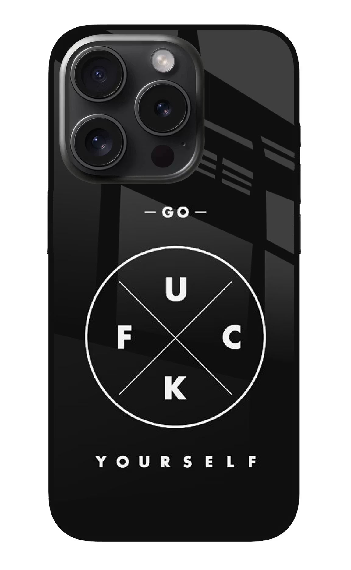 Go Fuck Yourself iPhone 15 Pro Glass Case Back Cover by Casekaro