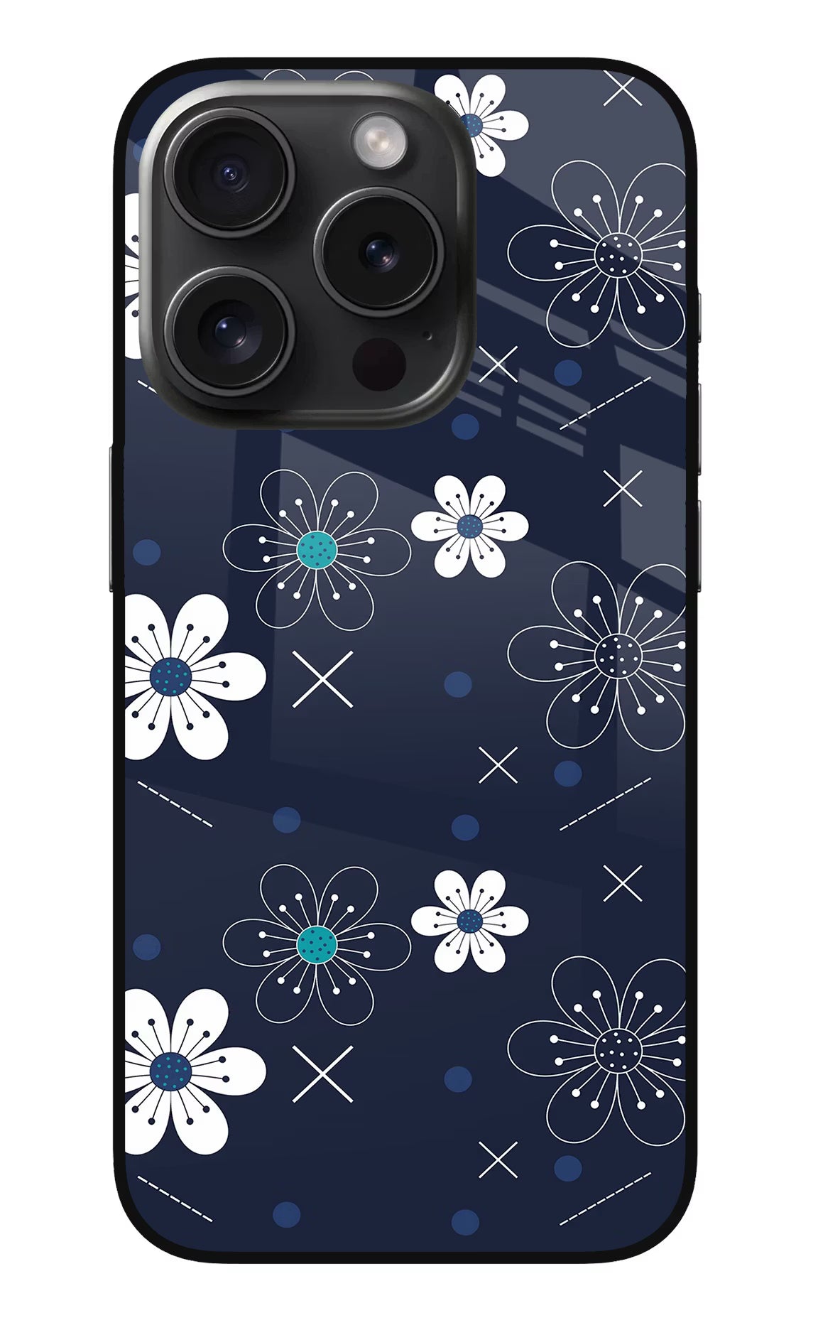 Flowers iPhone 15 Pro Glass Case Back Cover by Casekaro