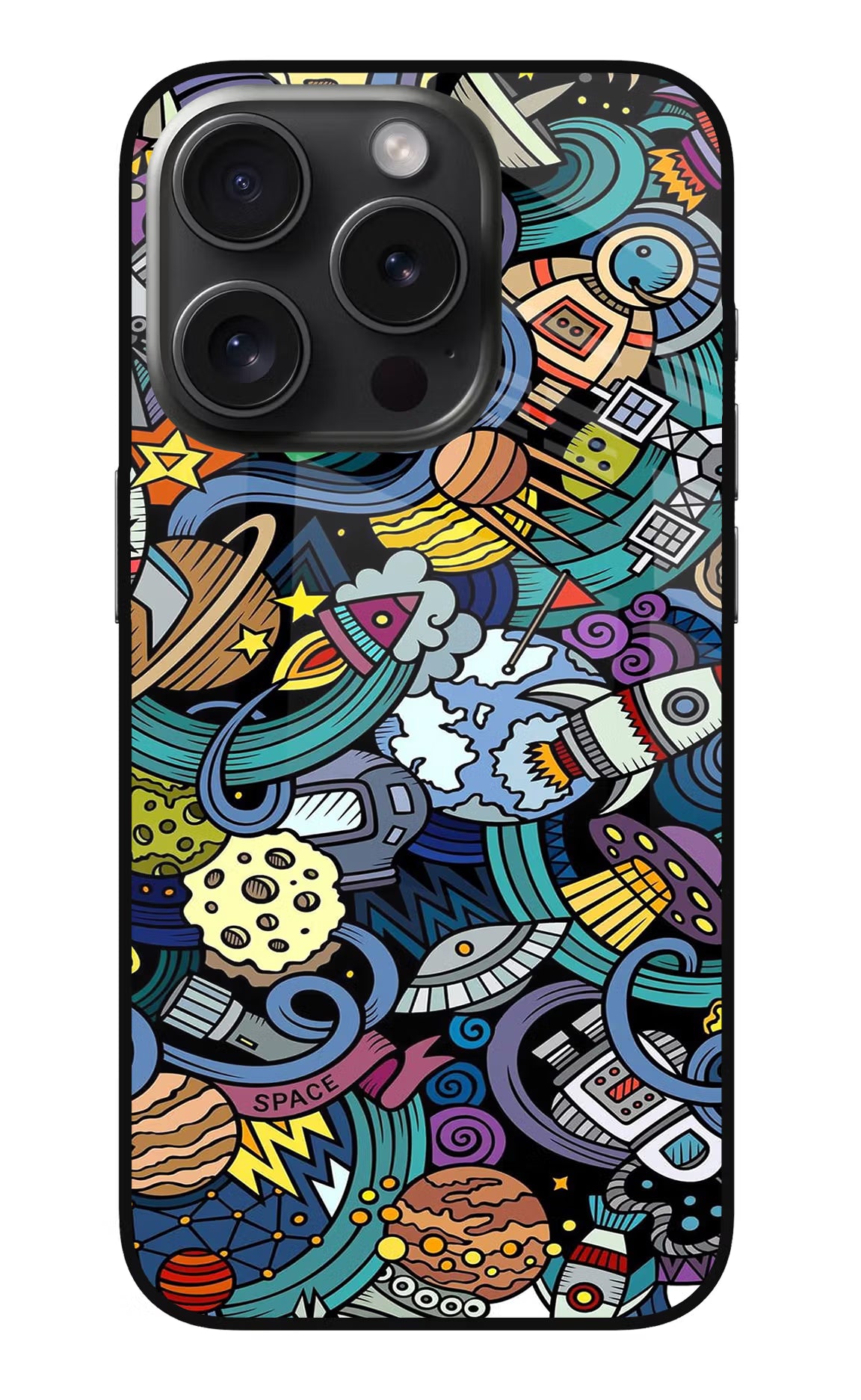 Space Abstract iPhone 15 Pro Glass Case Back Cover by Casekaro