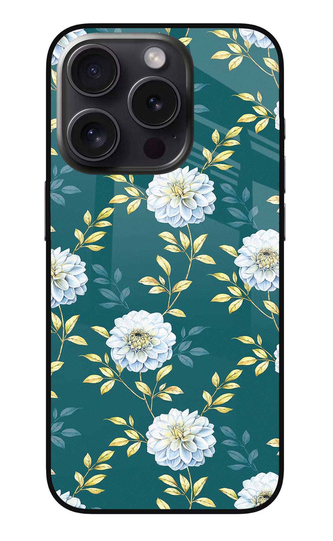 Flowers iPhone 15 Pro Glass Case Back Cover by Casekaro